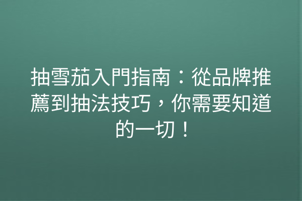 抽雪茄入門指南：從品牌推薦到抽法技巧，你需要知道的一切！